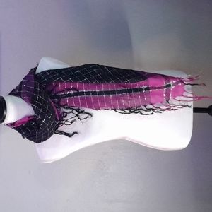 Plaid Scarf/Wrap with Silver Threads 35 inches by 35 inches